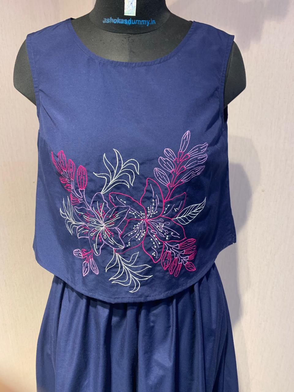 Navy Floral Co-ord set with embroidered detailing