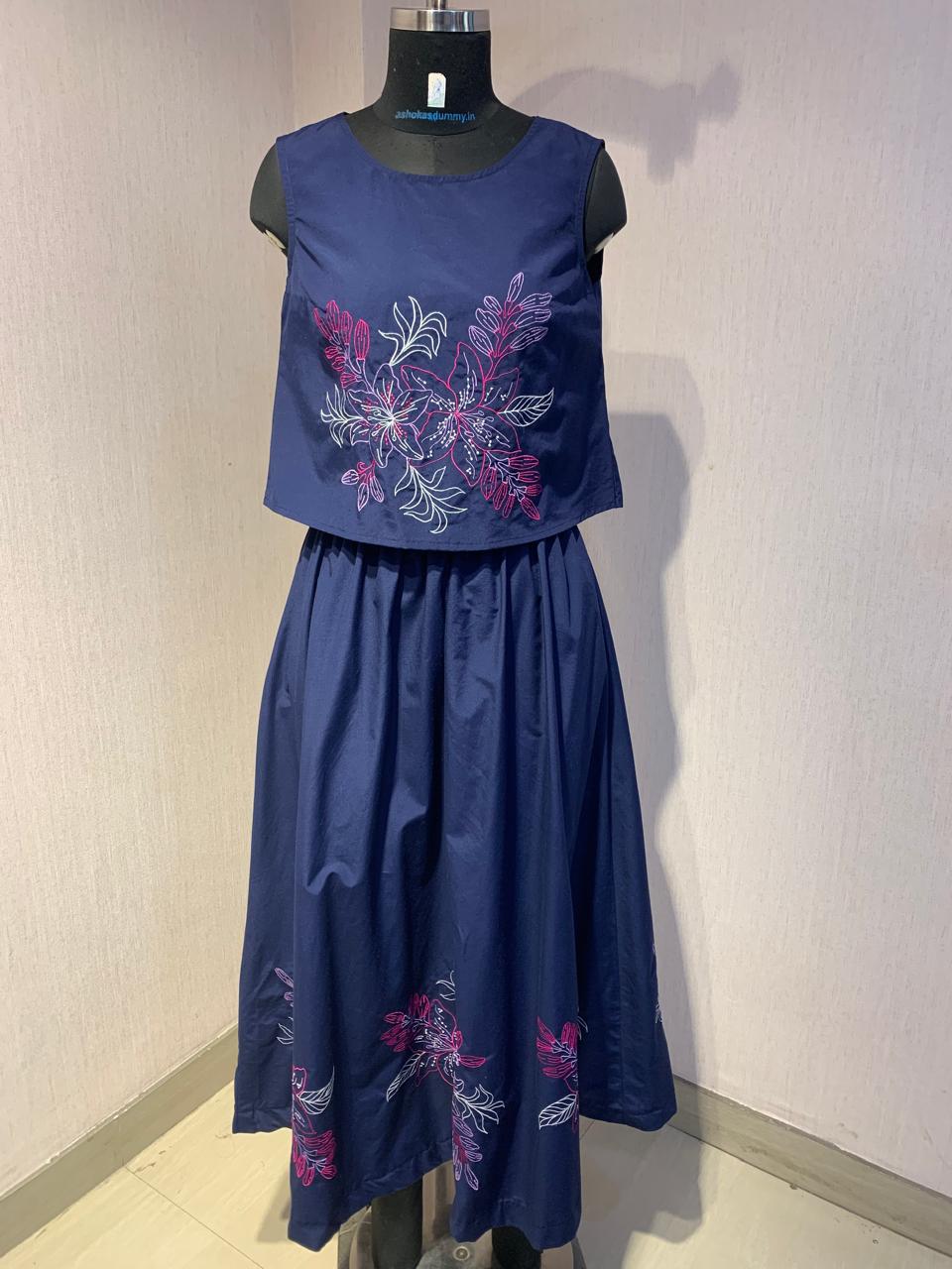 Navy Floral Co-ord set with embroidered detailing