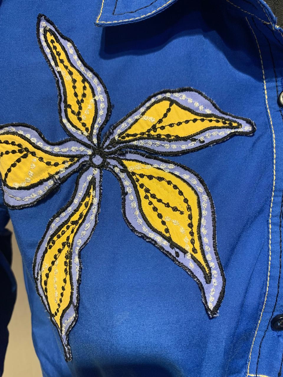 Tropical Bloom Shirt Dress – Cobalt Blue