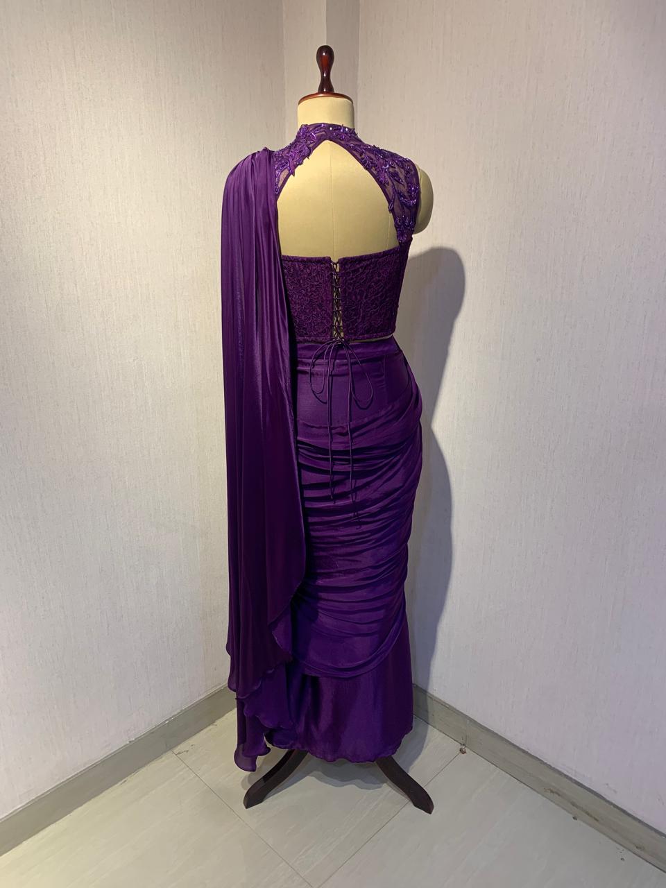 EMBROIDERED BLOUSE WITH SEPARATE DRAPE SAREE.
