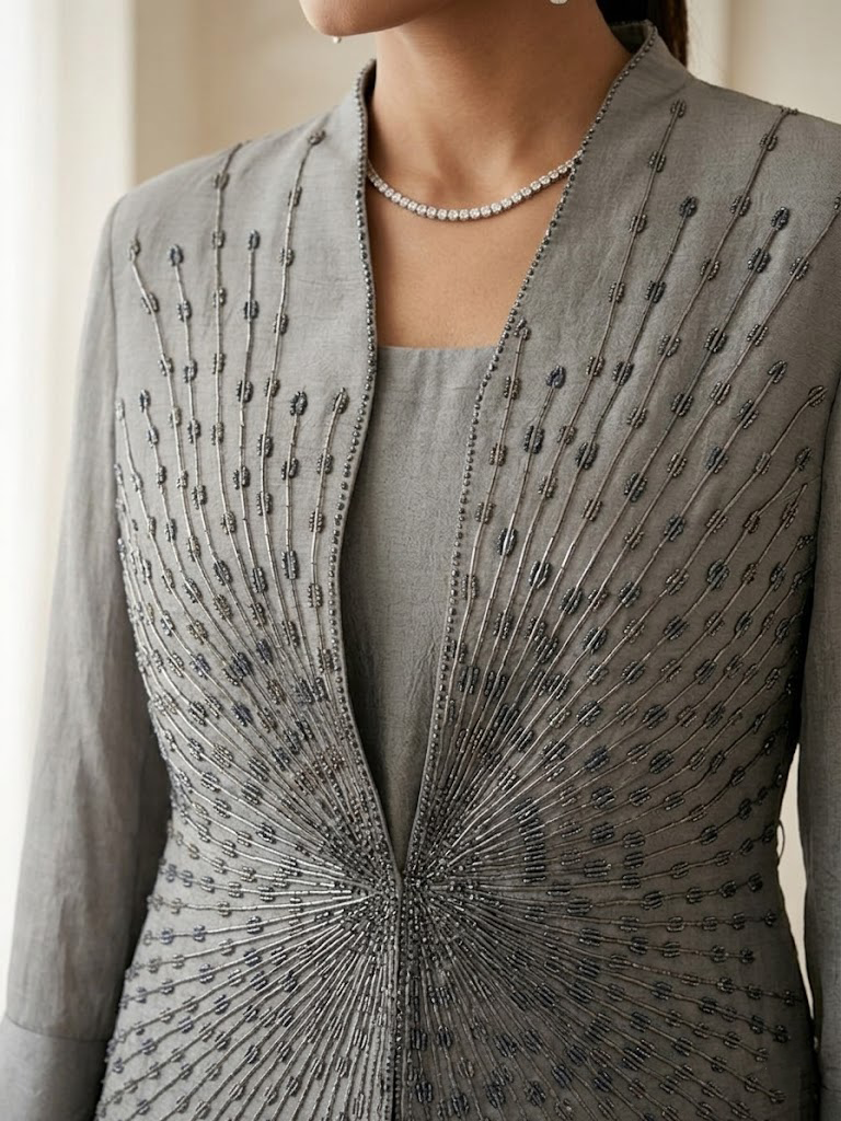 ELEGANT JACKET TOP WITH BELT & MATCHING PANTS.