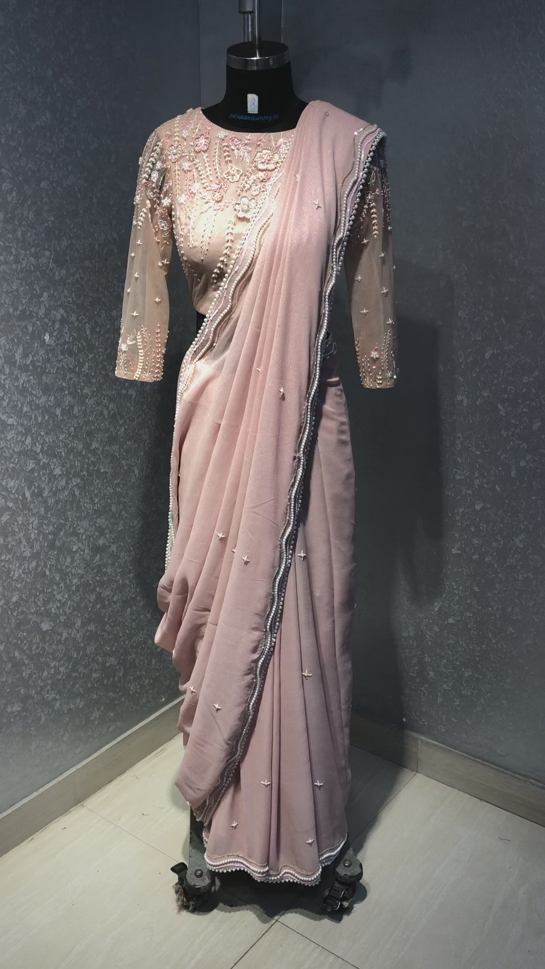 BLUSH PINK PEARL BLOUISE WITH SAREE