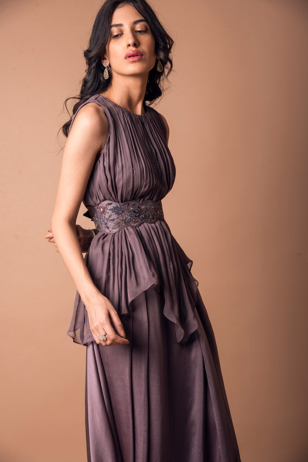 Asymmetric Top With Cowl Skirt