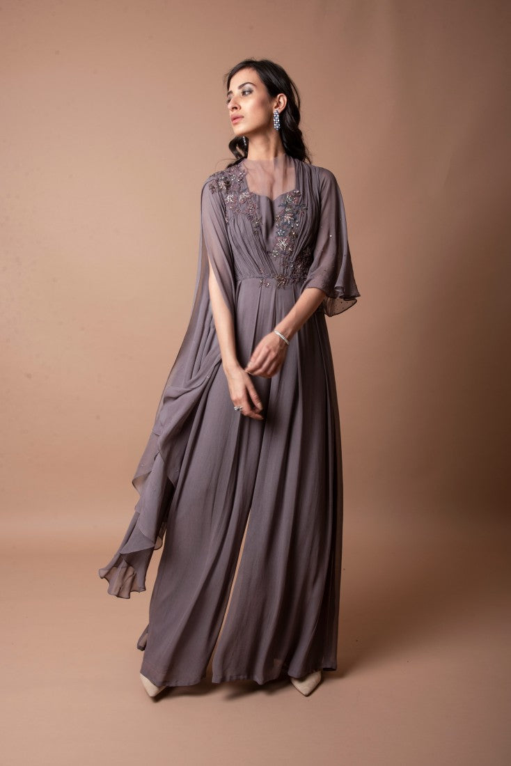 Cape sleeve jumpsuit