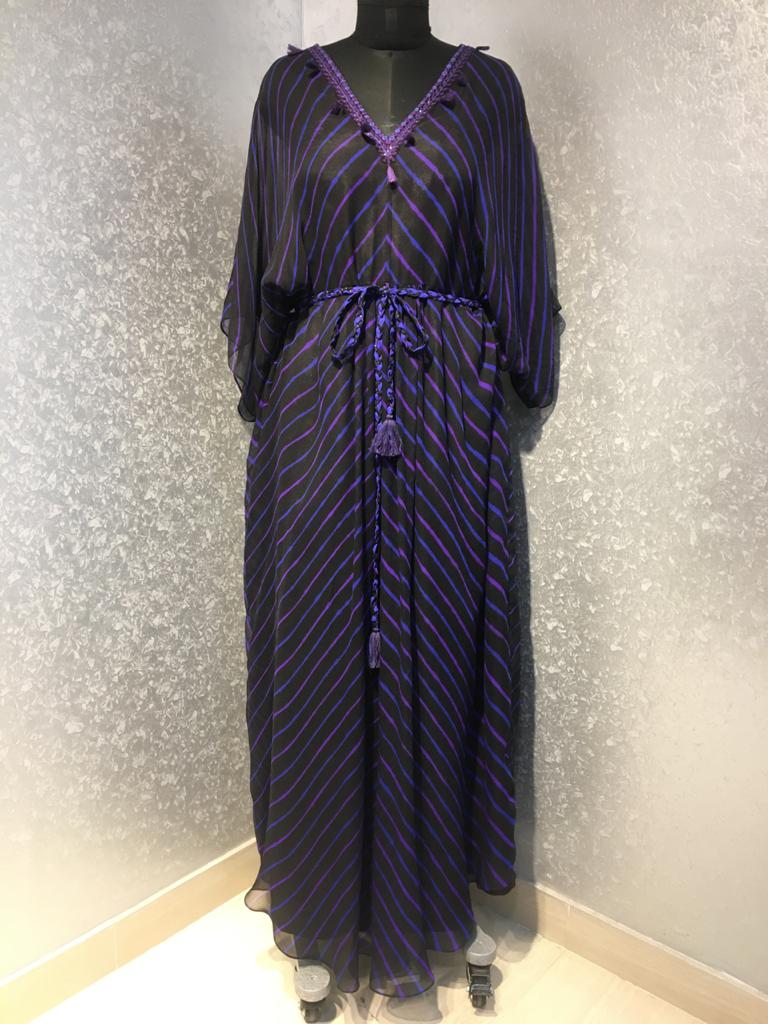 Black And Purple Leheriya Tunic