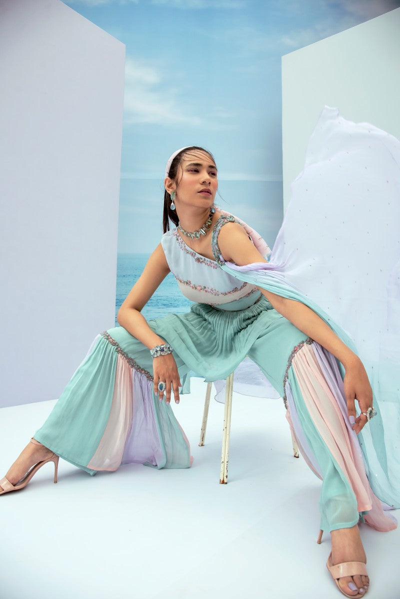 Multi Colored Sharara Set