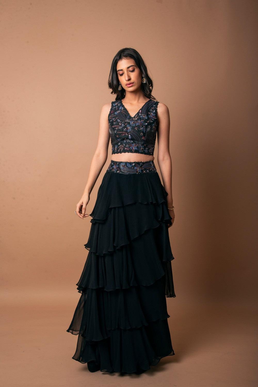Asymmetric Tiered lehenga