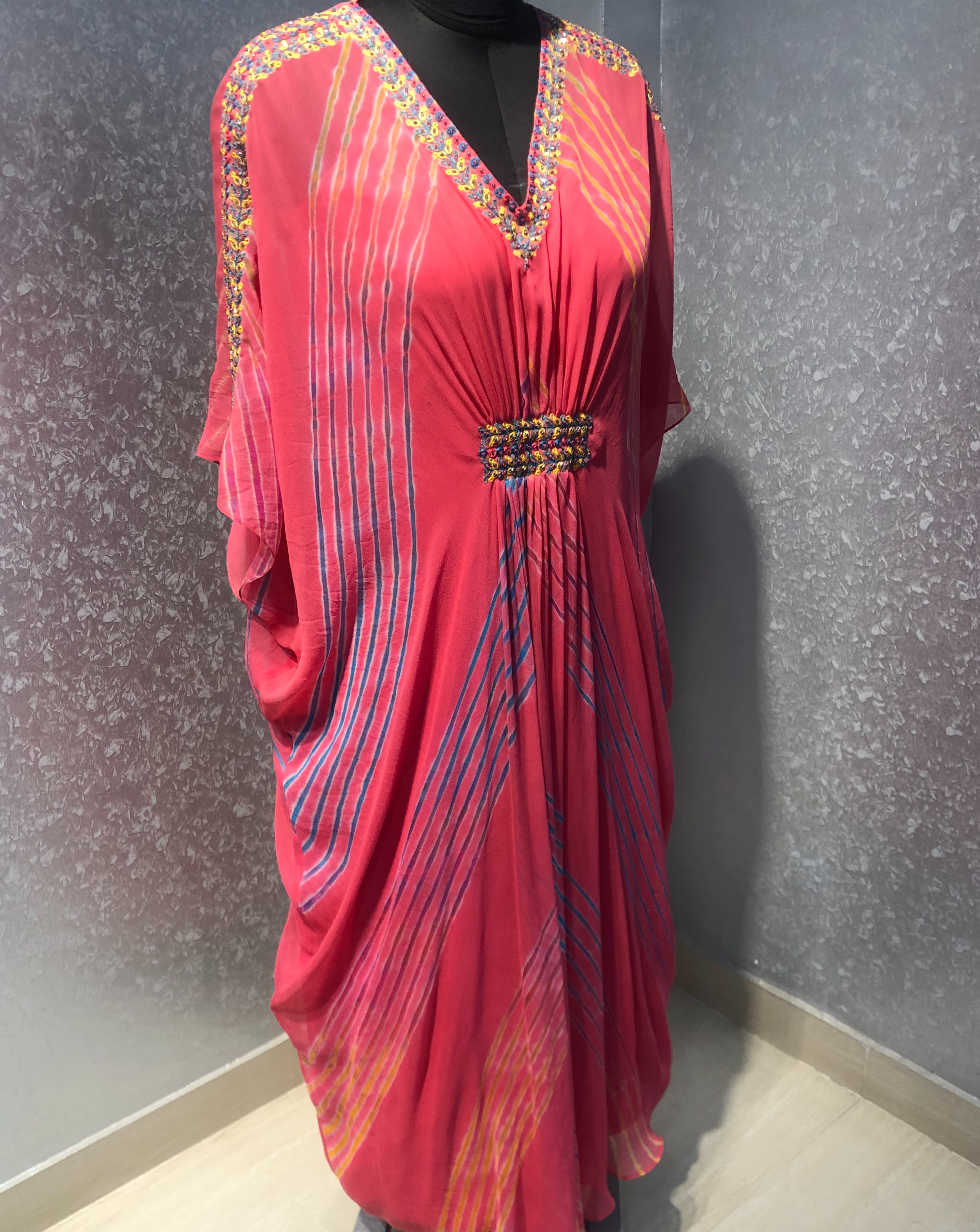 Leheriya kaftan tunic dress