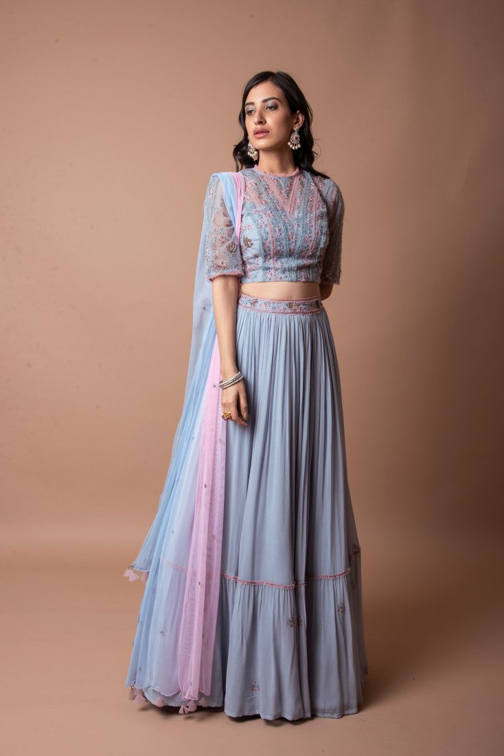 Lehenga with crop top with dupatta