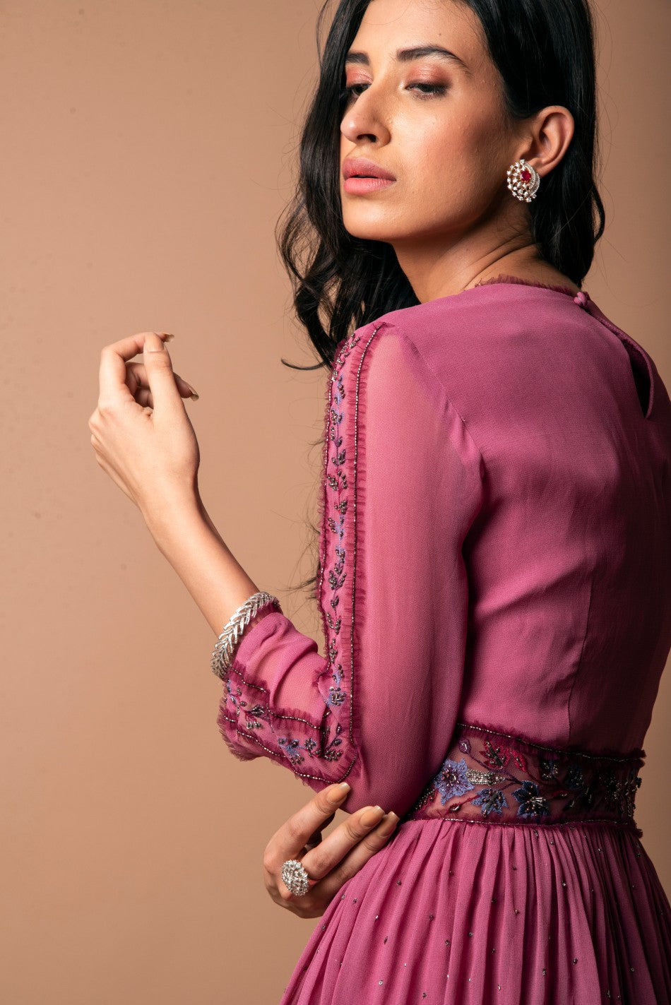 ROSE PINK GEORGETTE SHARARA SET WITH DUPATTA