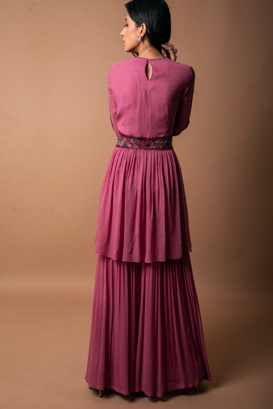 ROSE PINK GEORGETTE SHARARA SET WITH DUPATTA