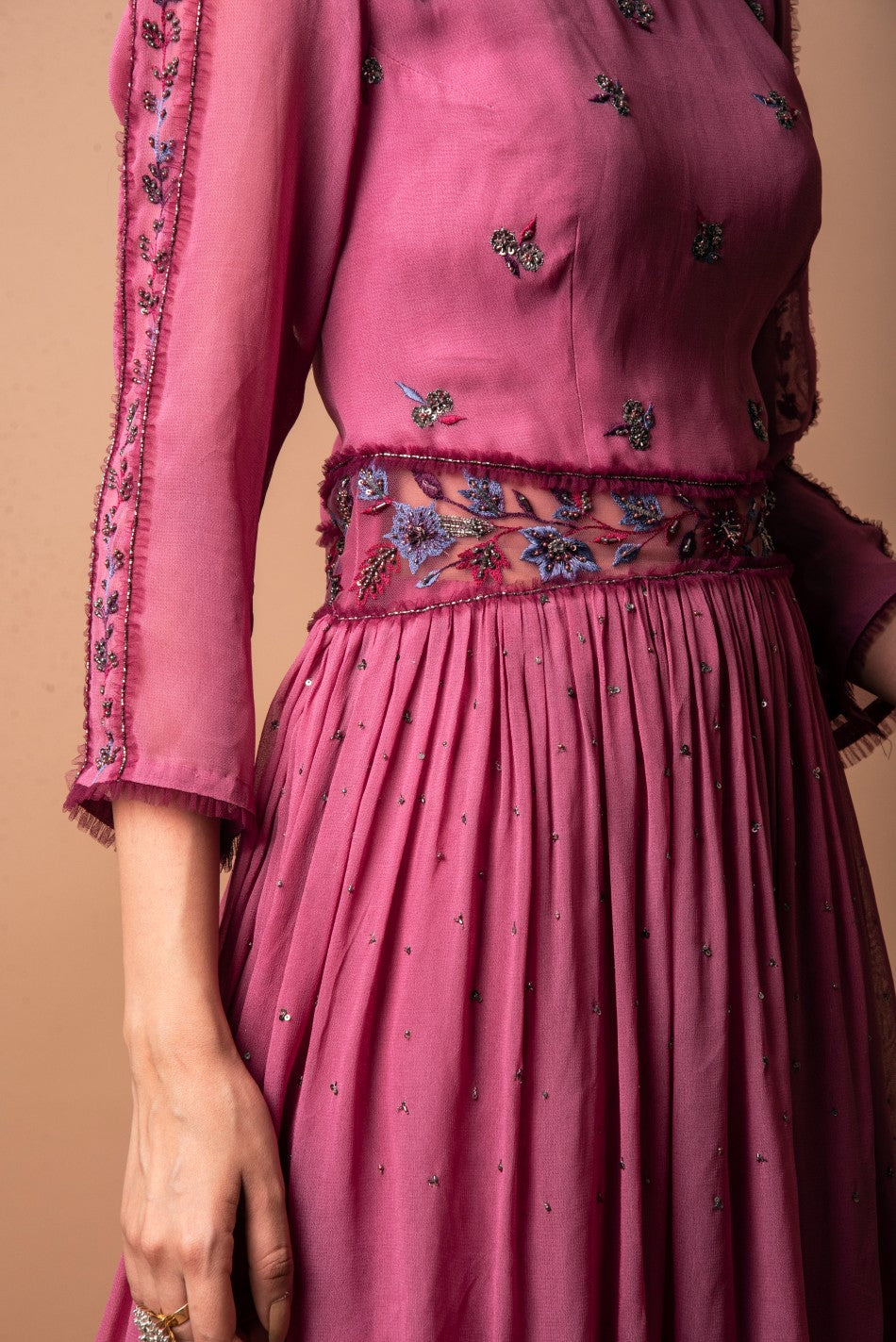 ROSE PINK GEORGETTE SHARARA SET WITH DUPATTA