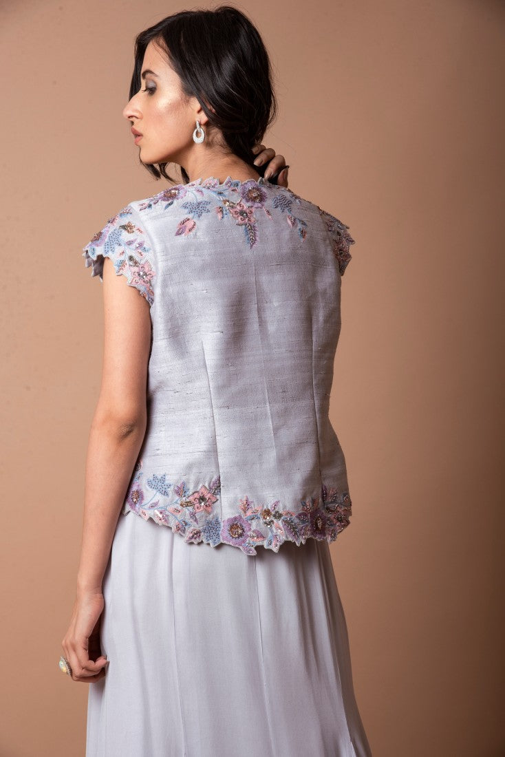 Asymmterical Godet Jacket set