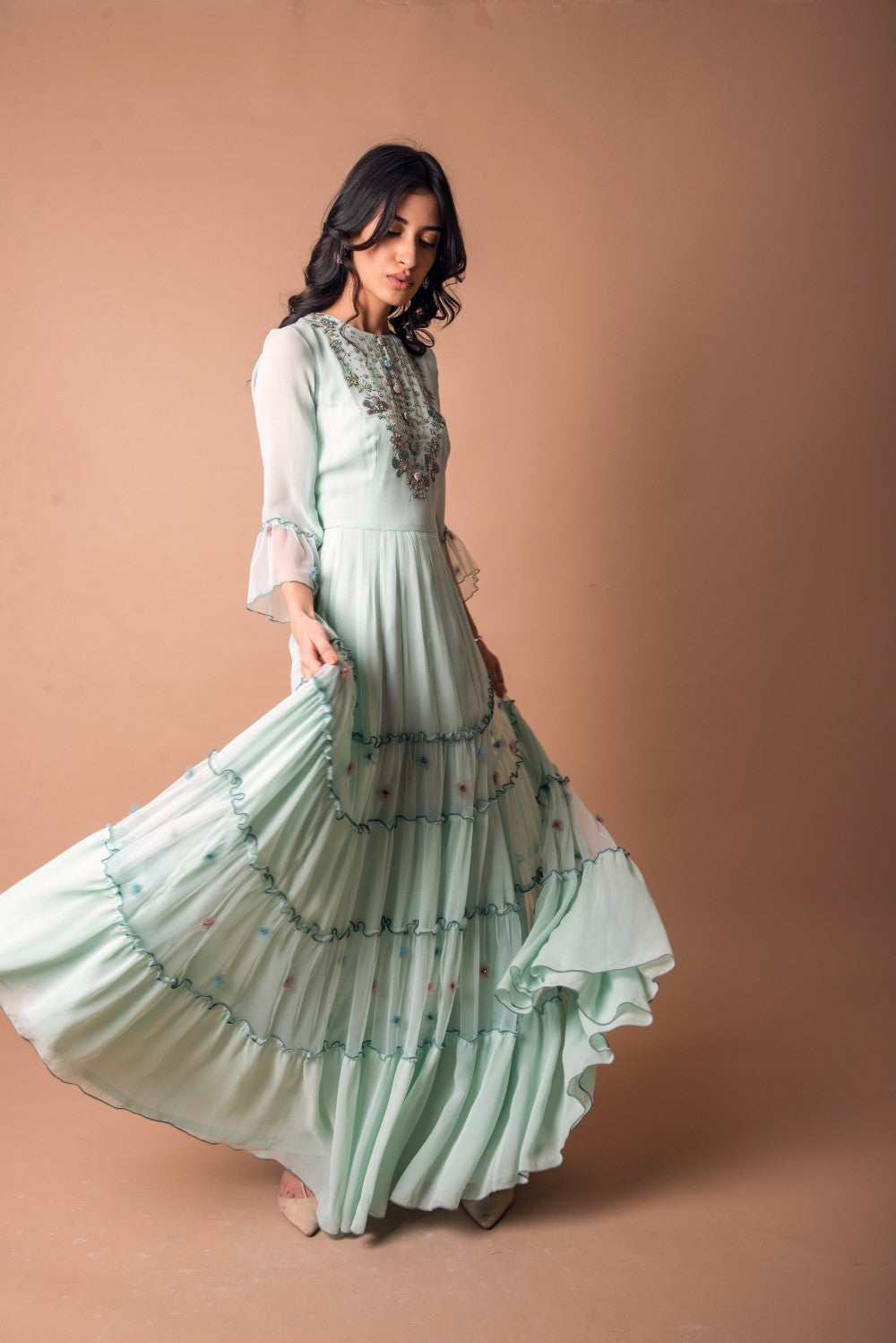 Tier Anarkali Set