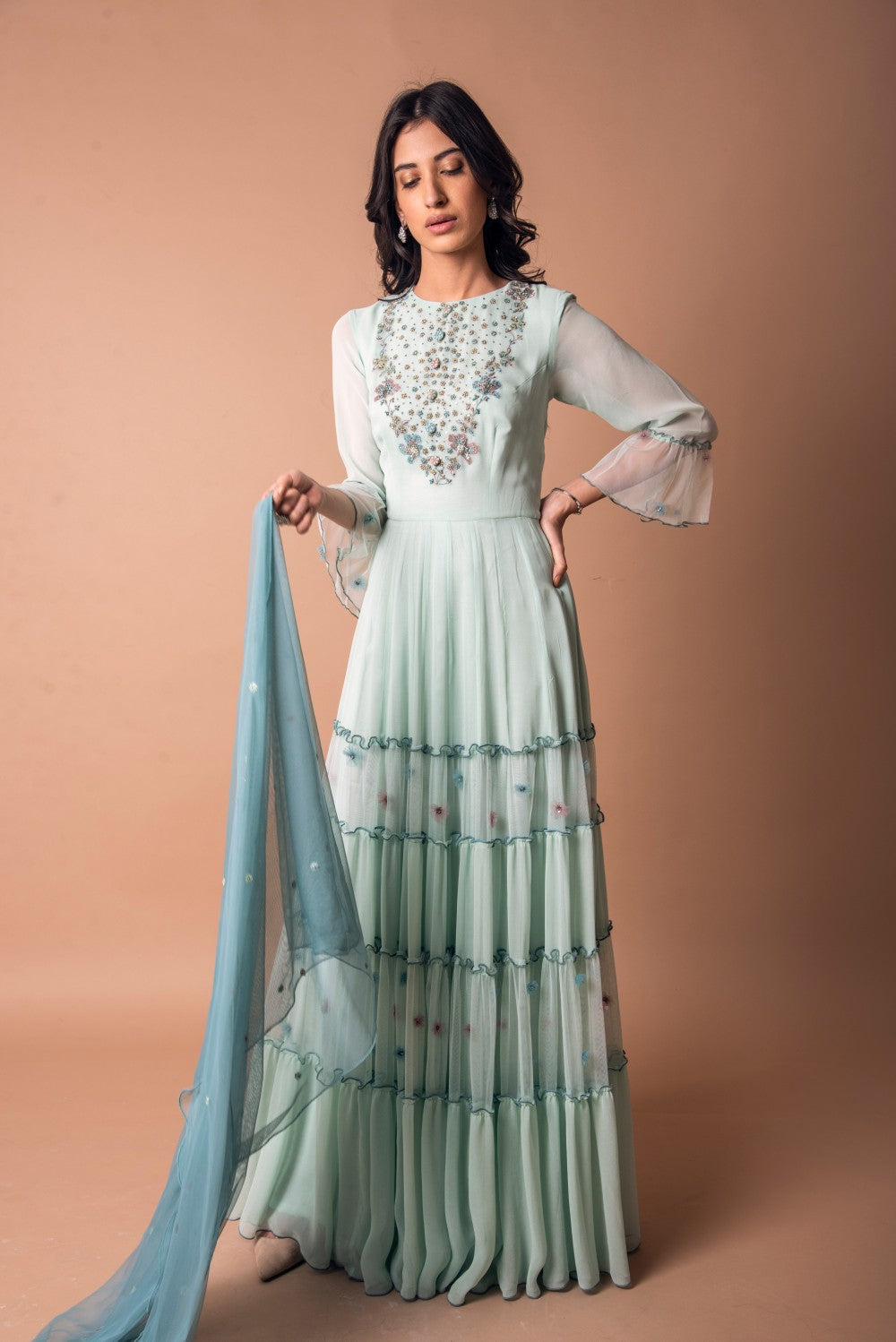 Tier Anarkali Set