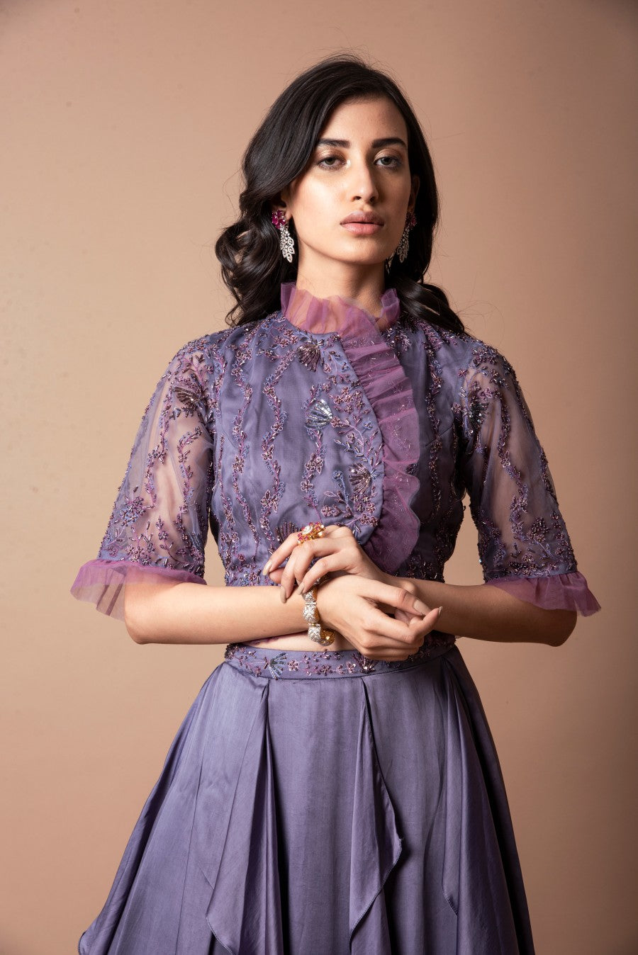 Dusty Violet Ruffle Skirt Set