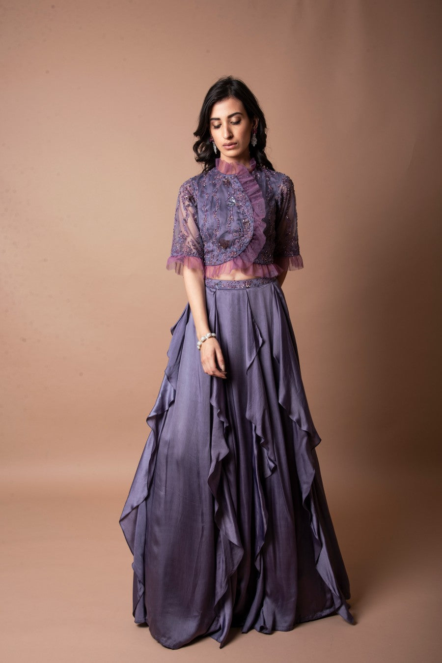 Dusty Violet Ruffle Skirt Set