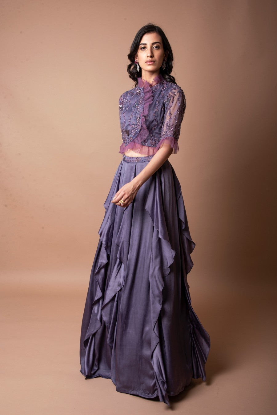 Dusty Violet Ruffle Skirt Set