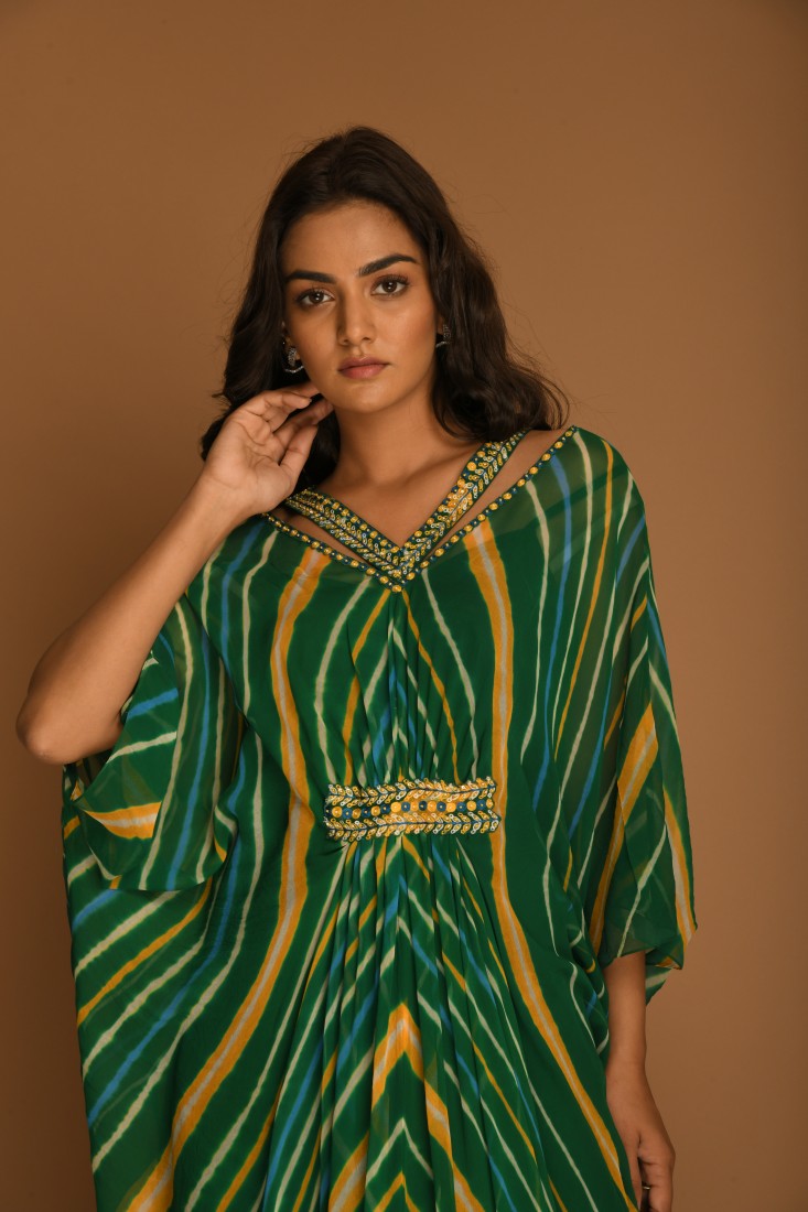 Leheriya Emerald Green Kaftan Tunic