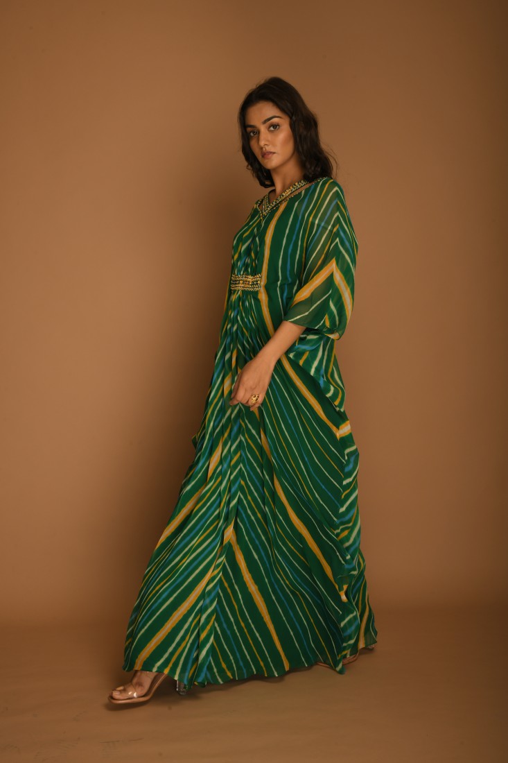 Leheriya Emerald Green Kaftan Tunic