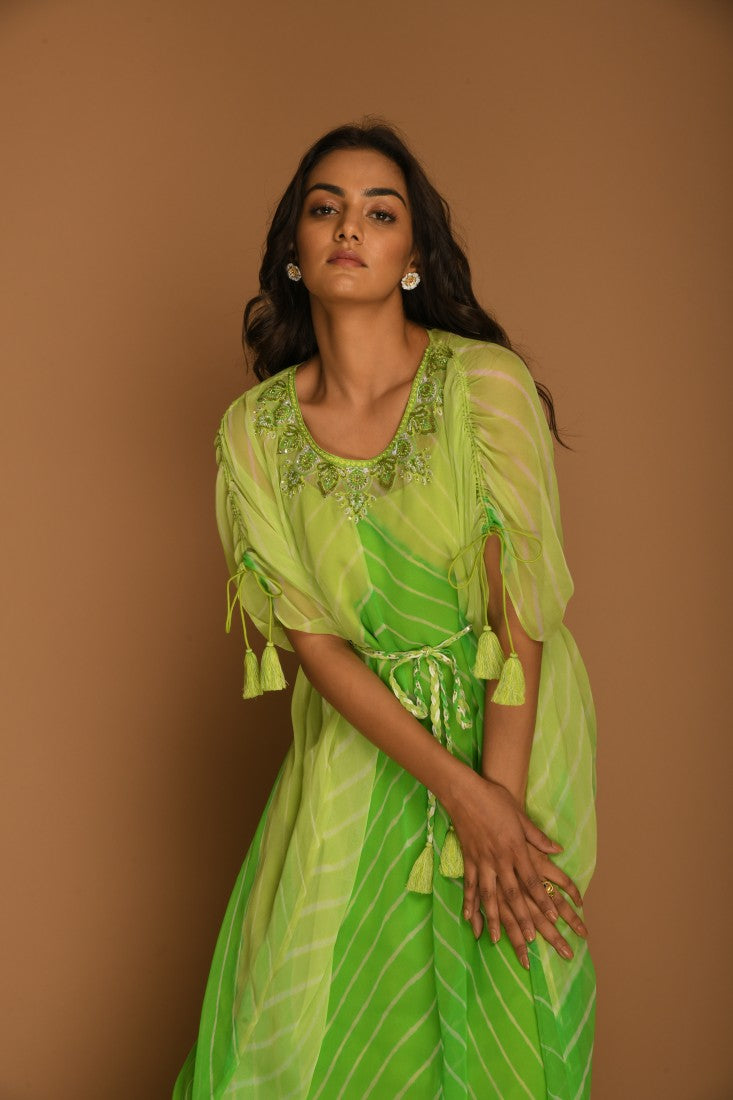 Leheriya lime green kaftan tunic