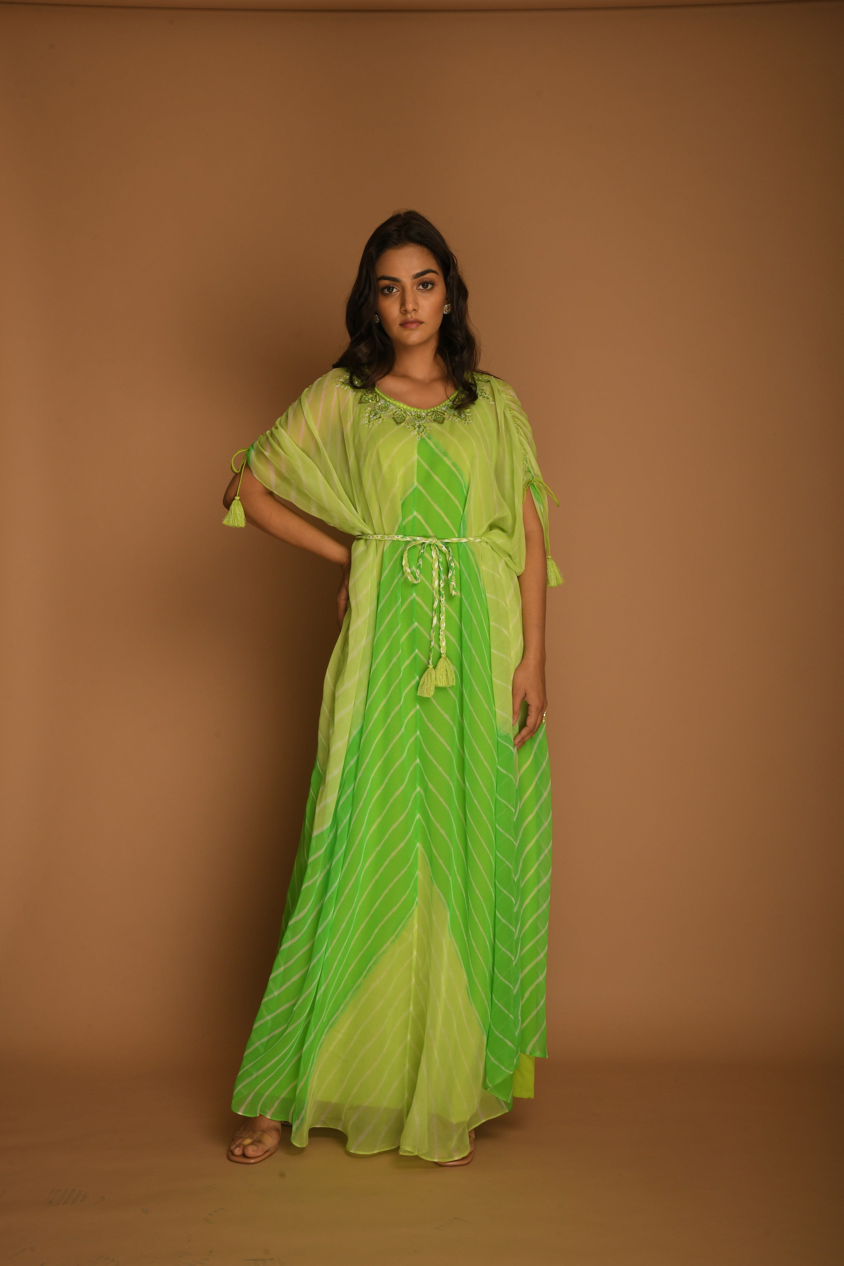 Leheriya lime green kaftan tunic