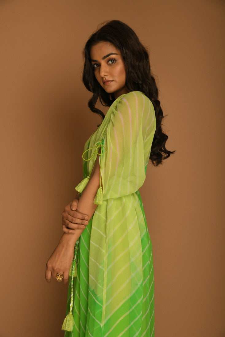 Leheriya lime green kaftan tunic