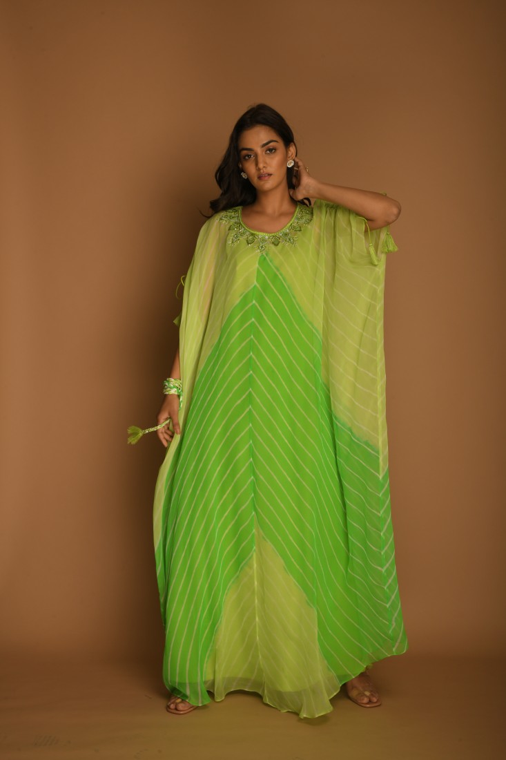 Leheriya lime green kaftan tunic