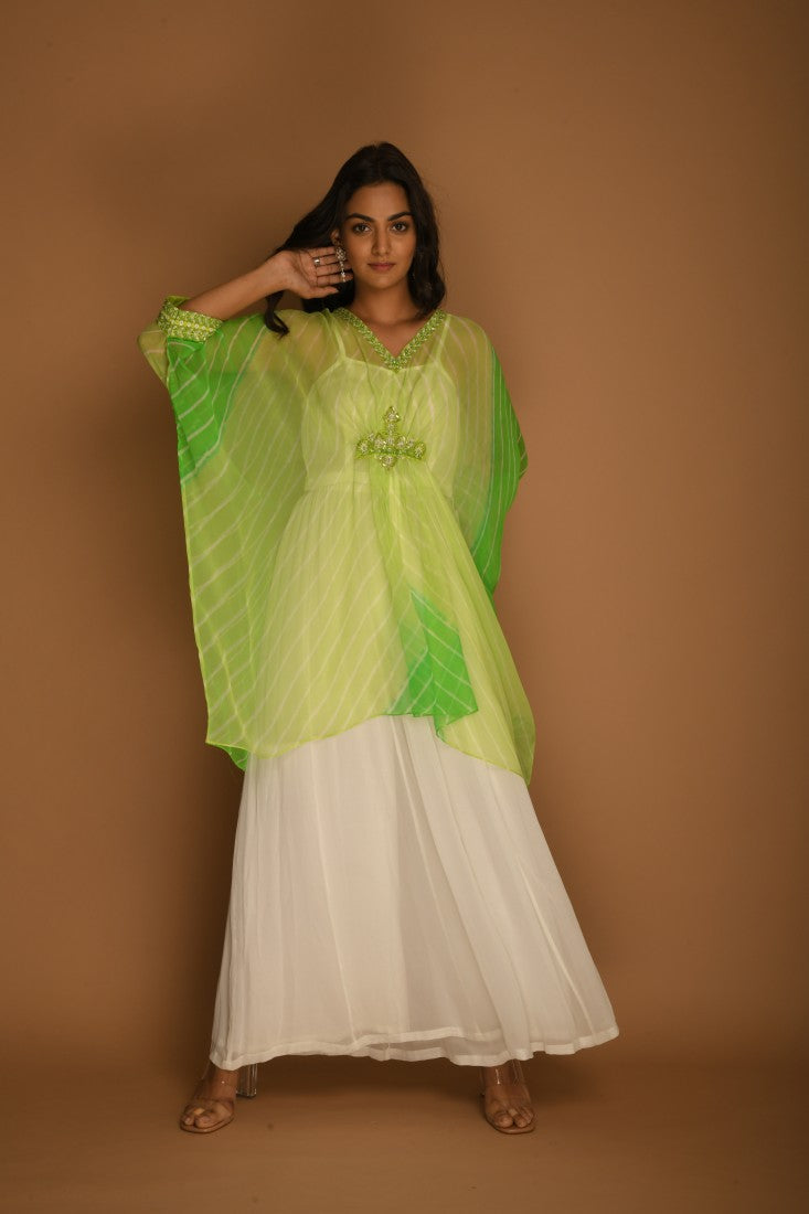 Leheriya lime green kaftan tunic set