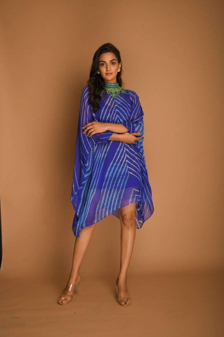 Electric blue leheriya Kaftan tunic
