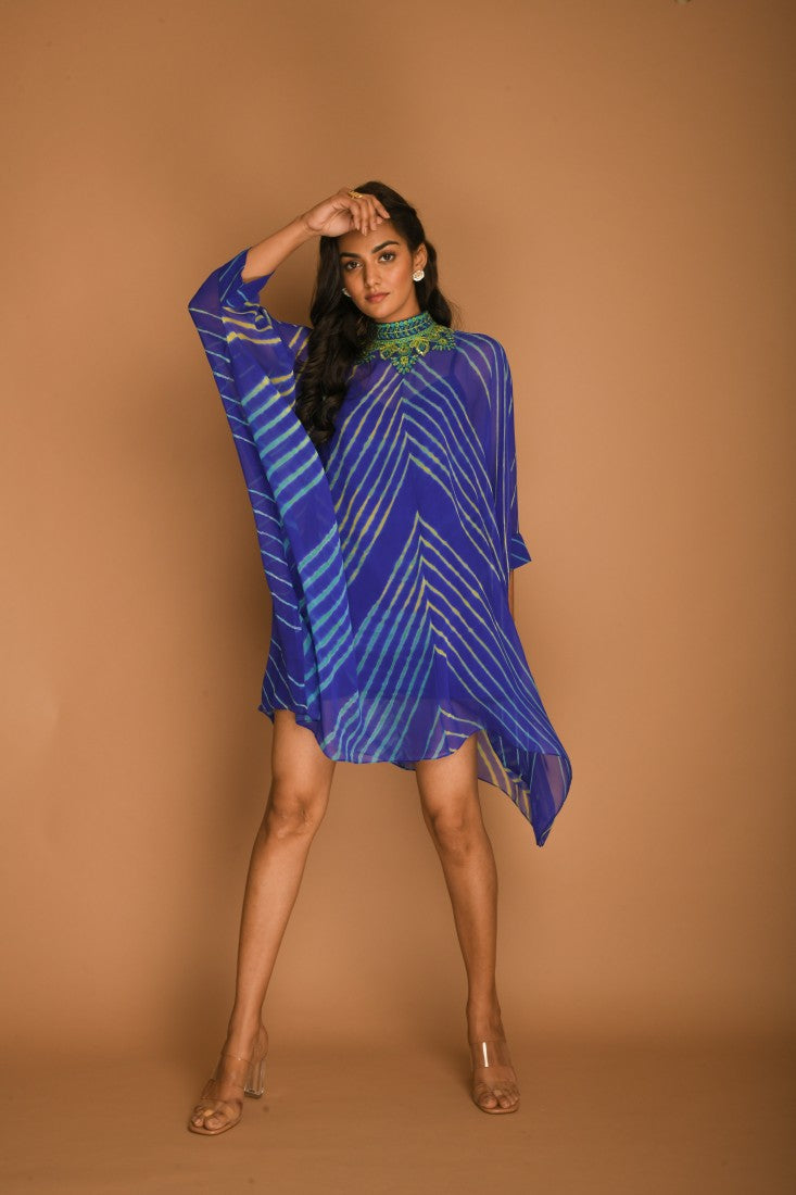 Electric blue leheriya Kaftan tunic