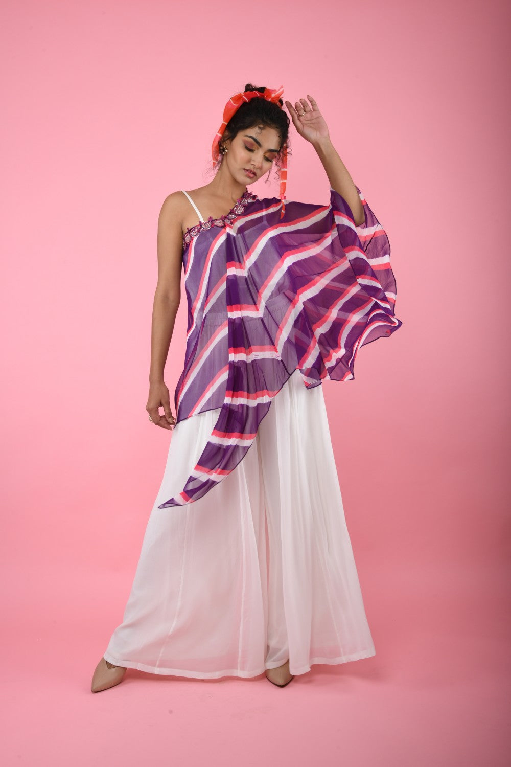 Top and Pant Set With Kaftan