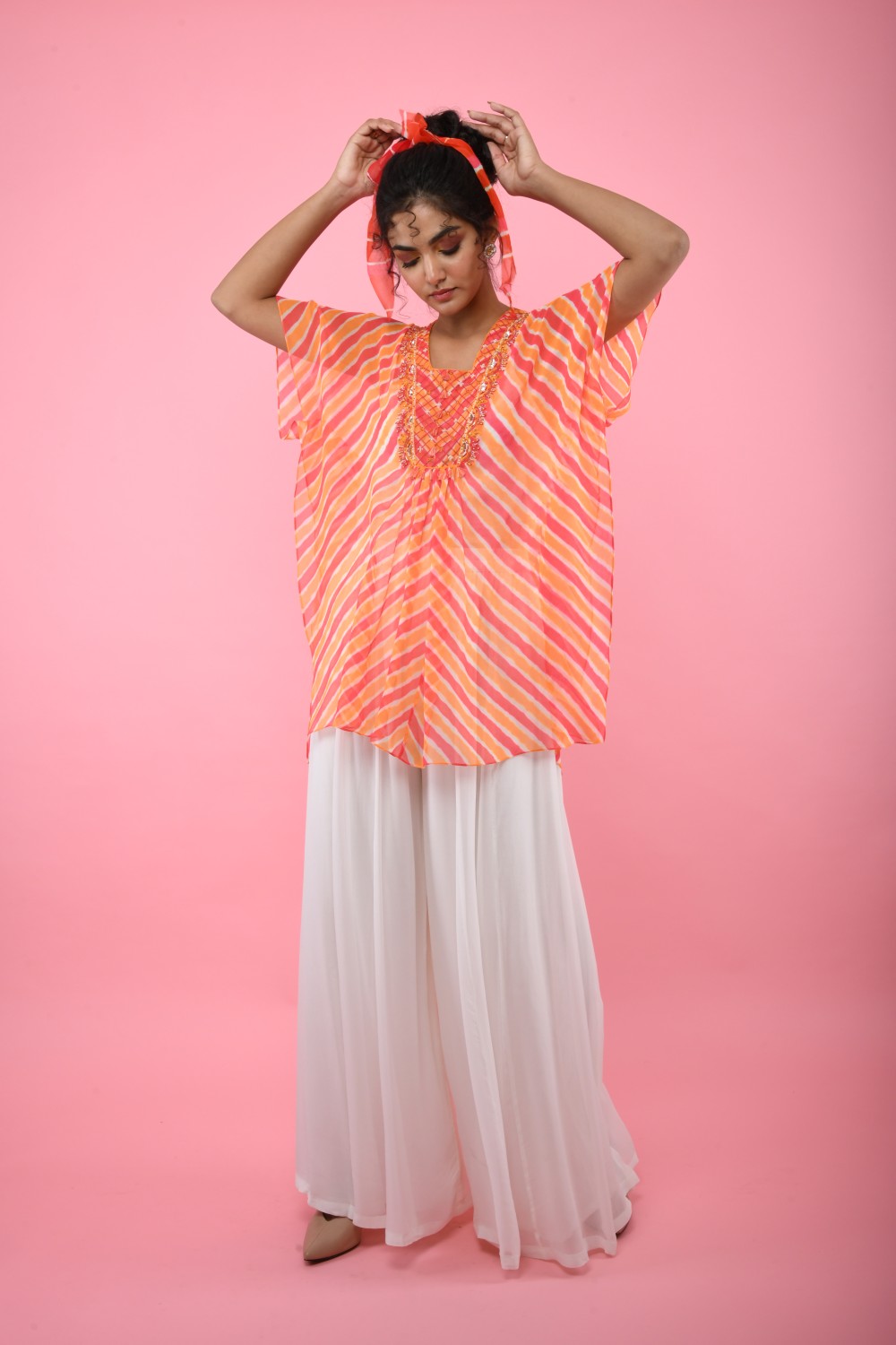 Top and Pant Set With Kaftan