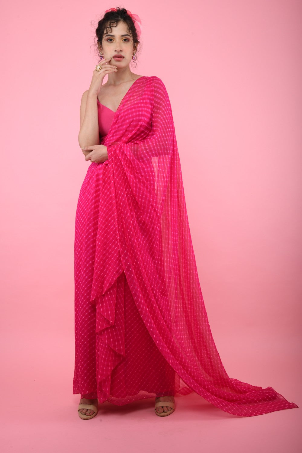 Leheriya Draped  Saree