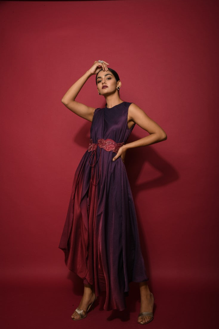 Dual color tunic with embellished belt