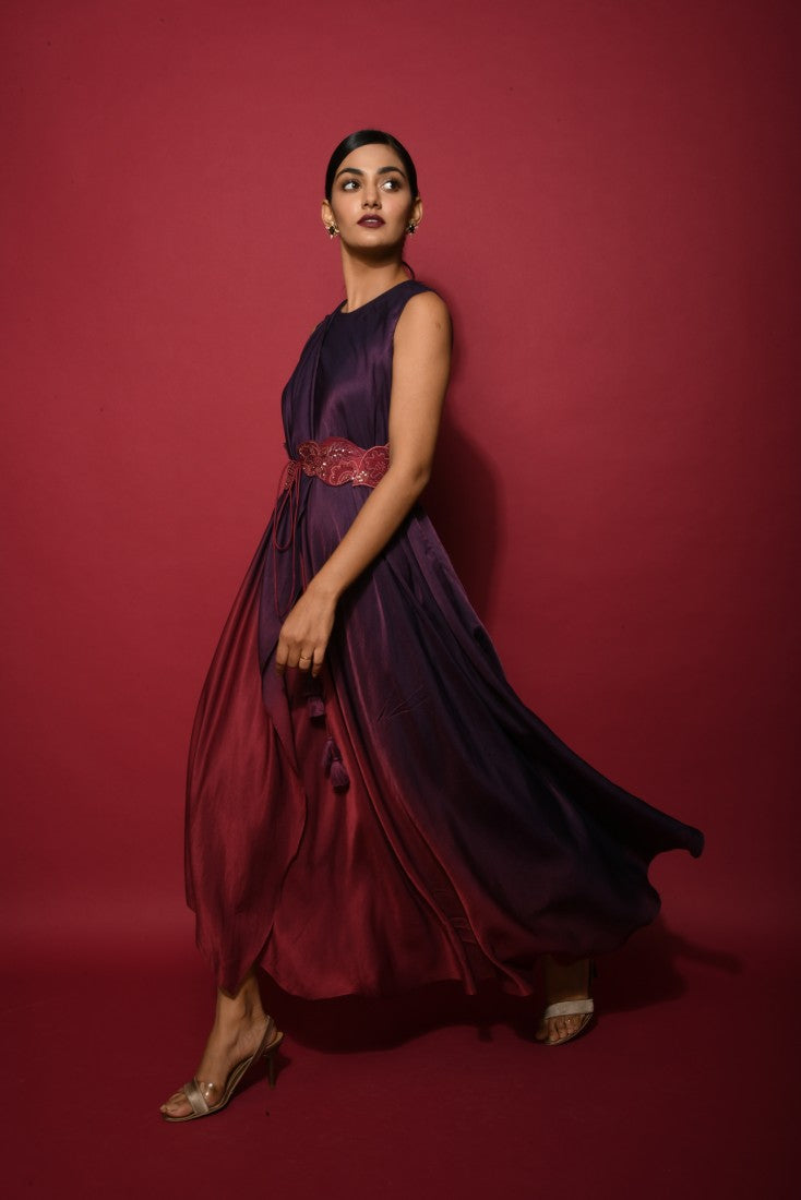 Dual color tunic with embellished belt