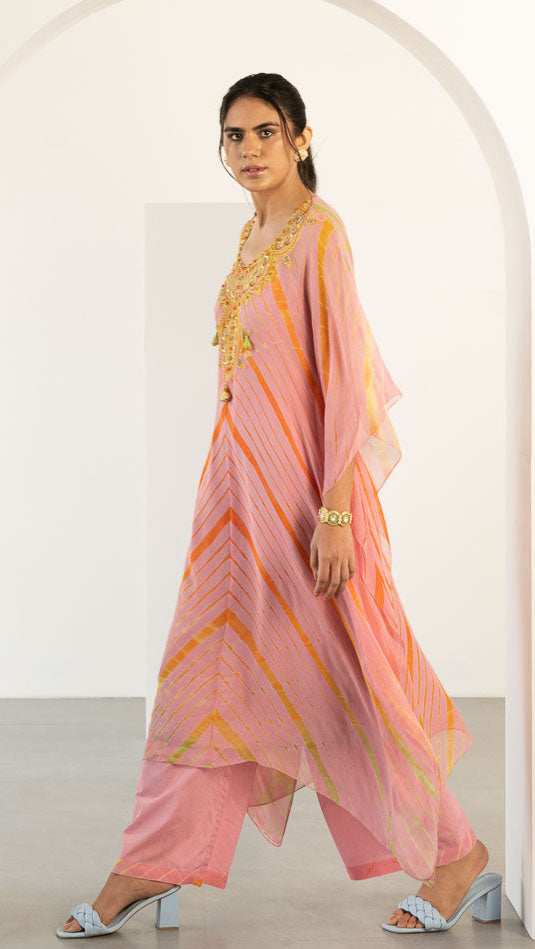 PEACH LEHERIYA TOP BOTTOM