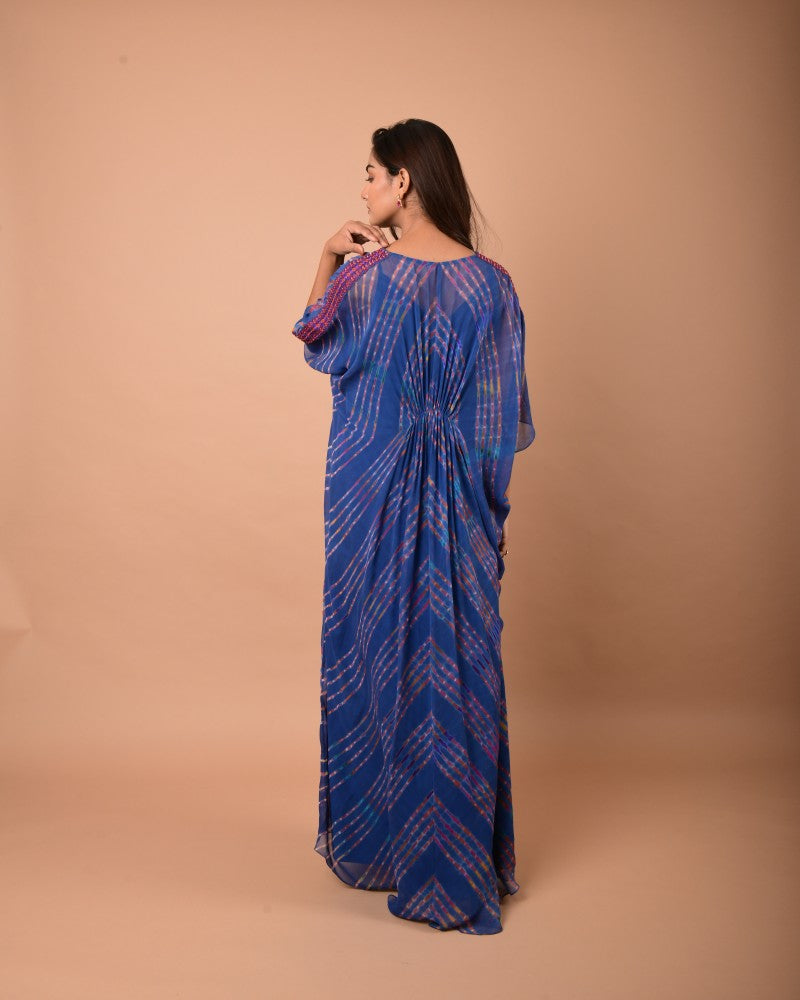 Pigeon blue Leheriya Kaftan Tunic