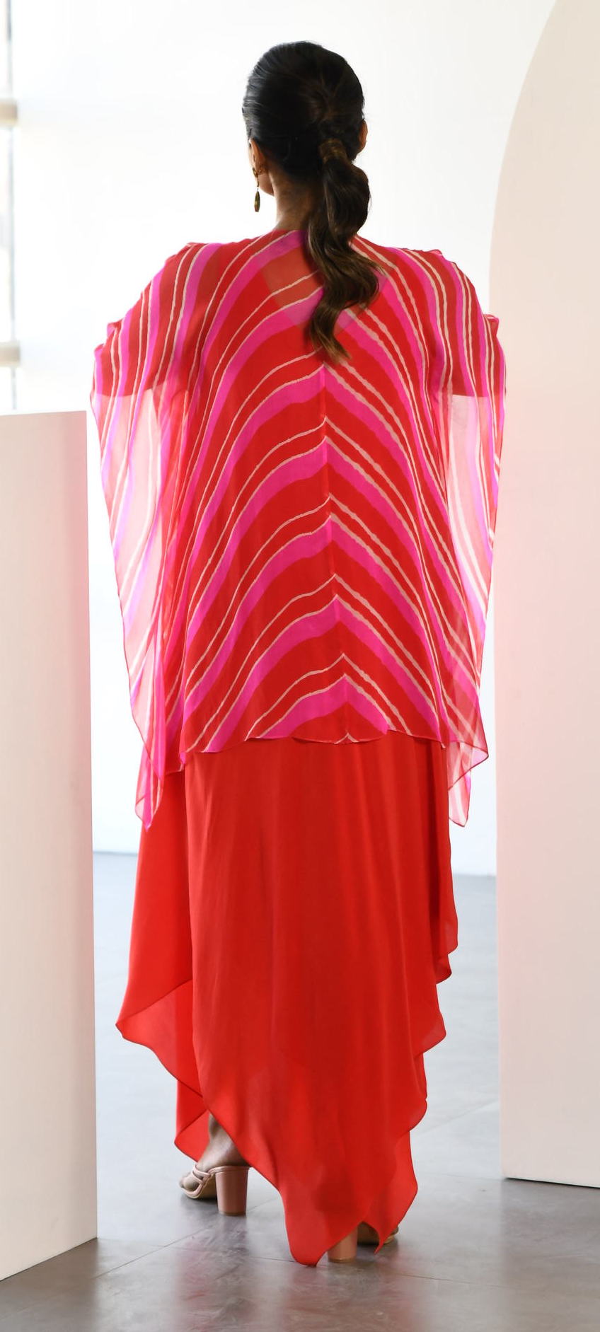 ORANGE PINK AND WHITE JACKET SET