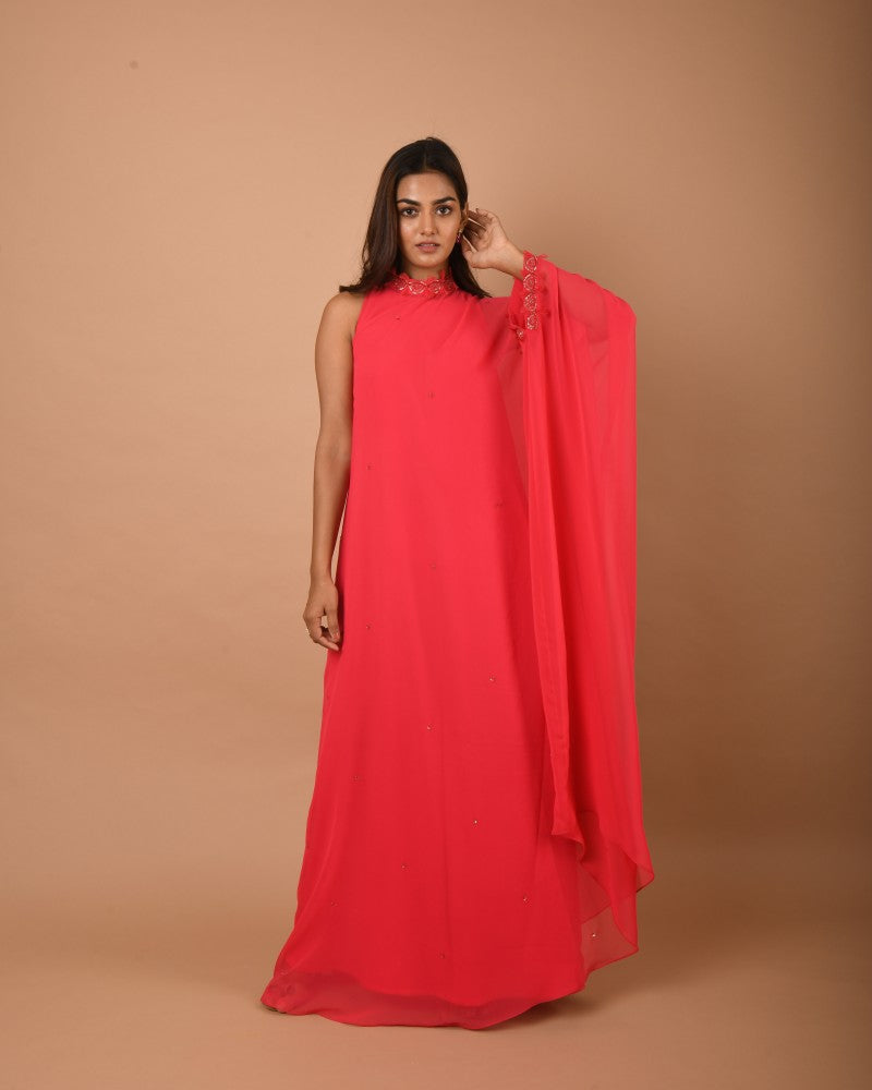 HALTER NECK KAFTAN DRESS