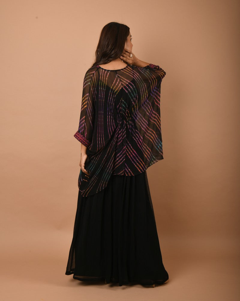 Leheriya black multi kaftan tunic set