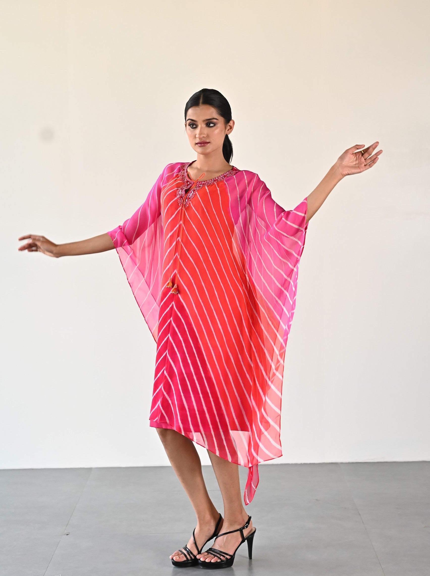 RED ORANGE PINK DRESS