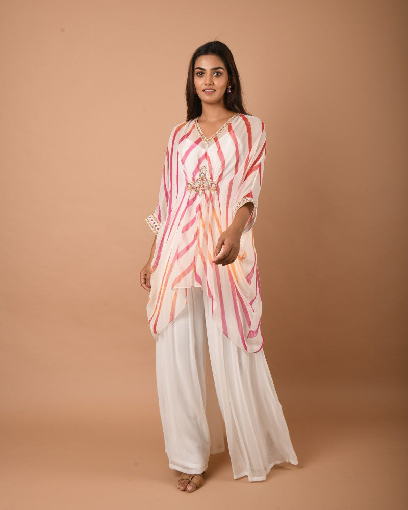 Leheriya offwhite multi kaftan tunic set