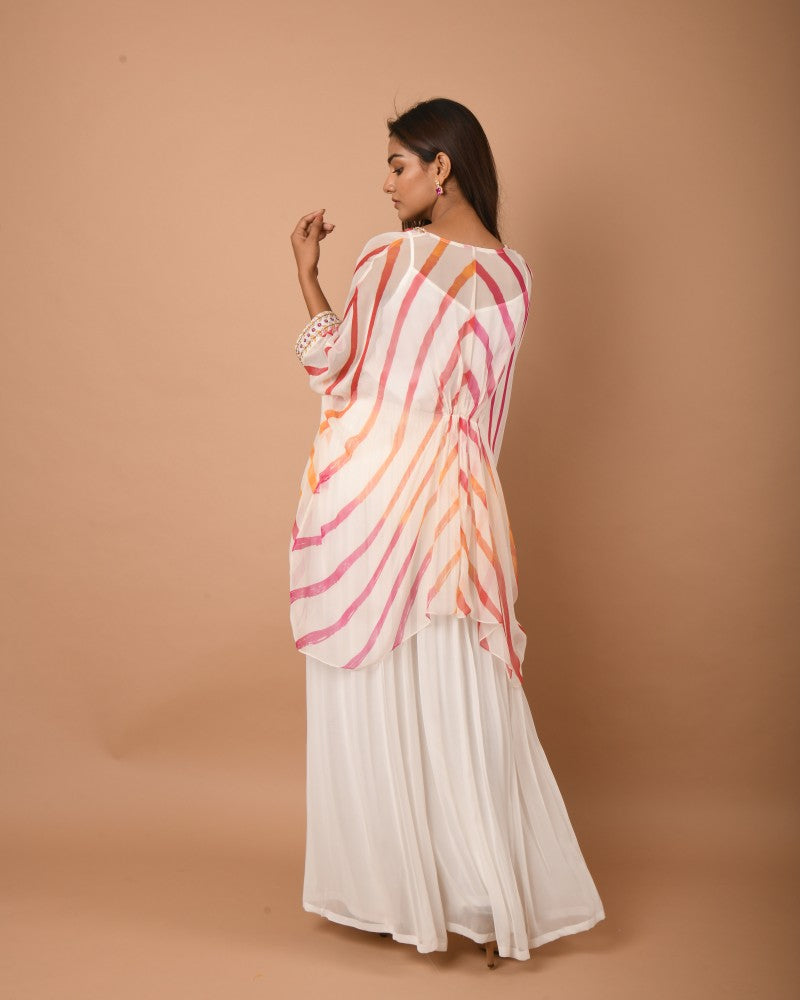 Leheriya offwhite multi kaftan tunic set