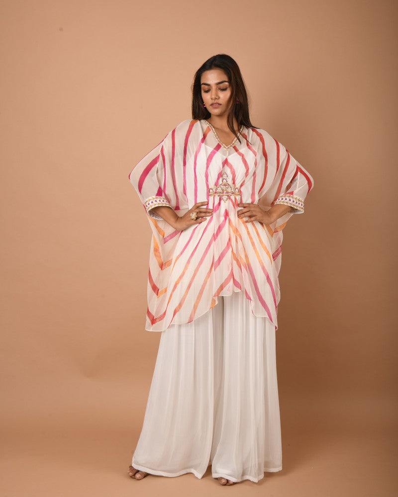 Leheriya offwhite multi kaftan tunic set