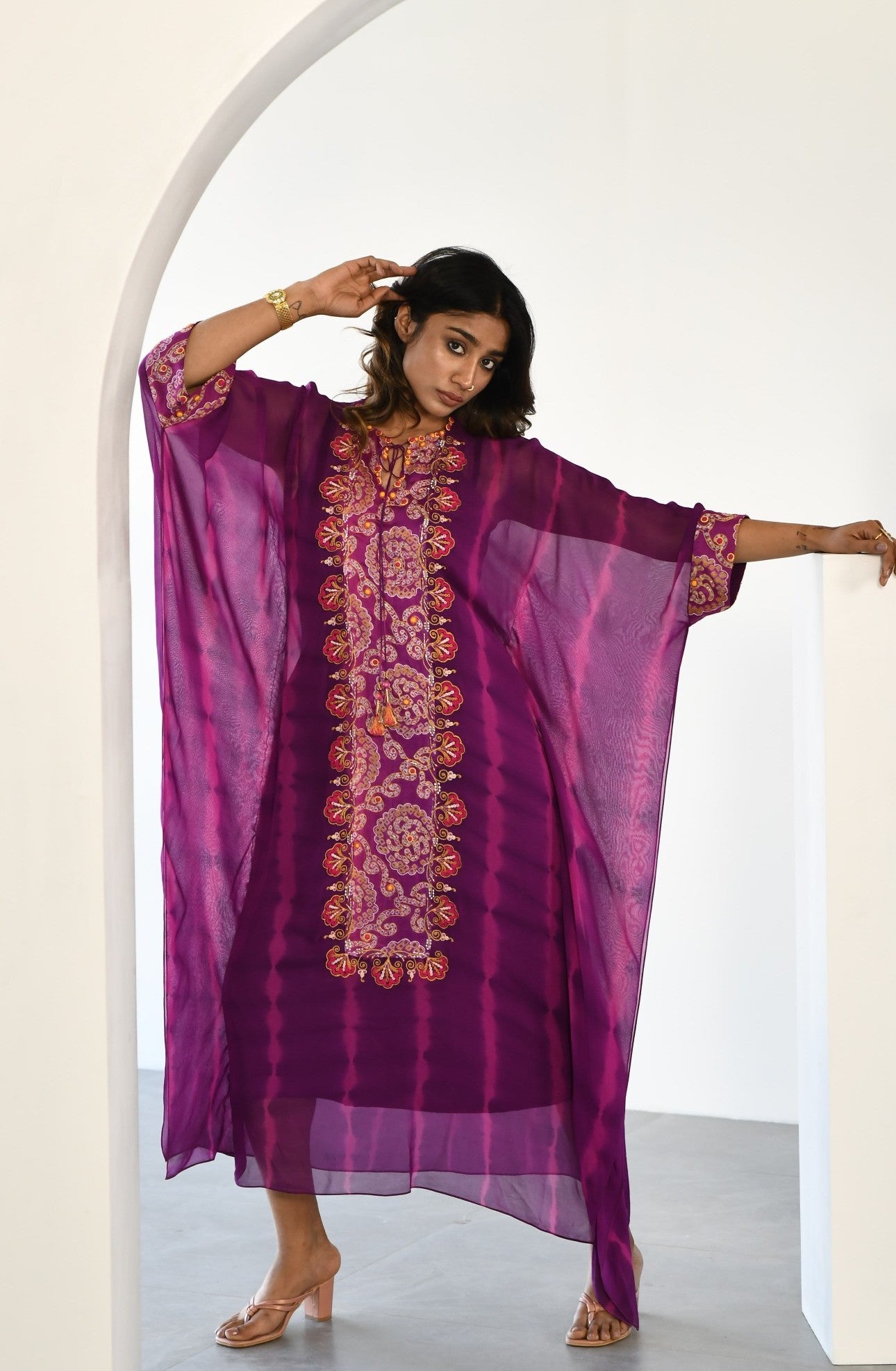 PURPLE BHANDEJ DRESS