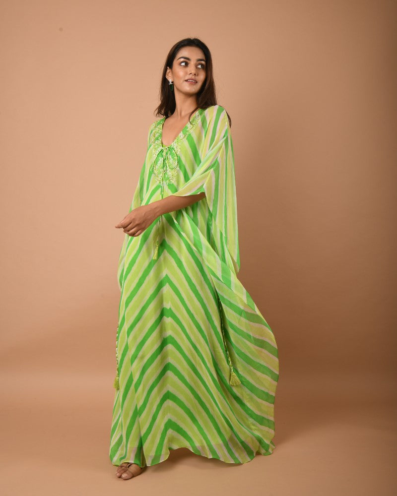 Lime green leheriya tunic