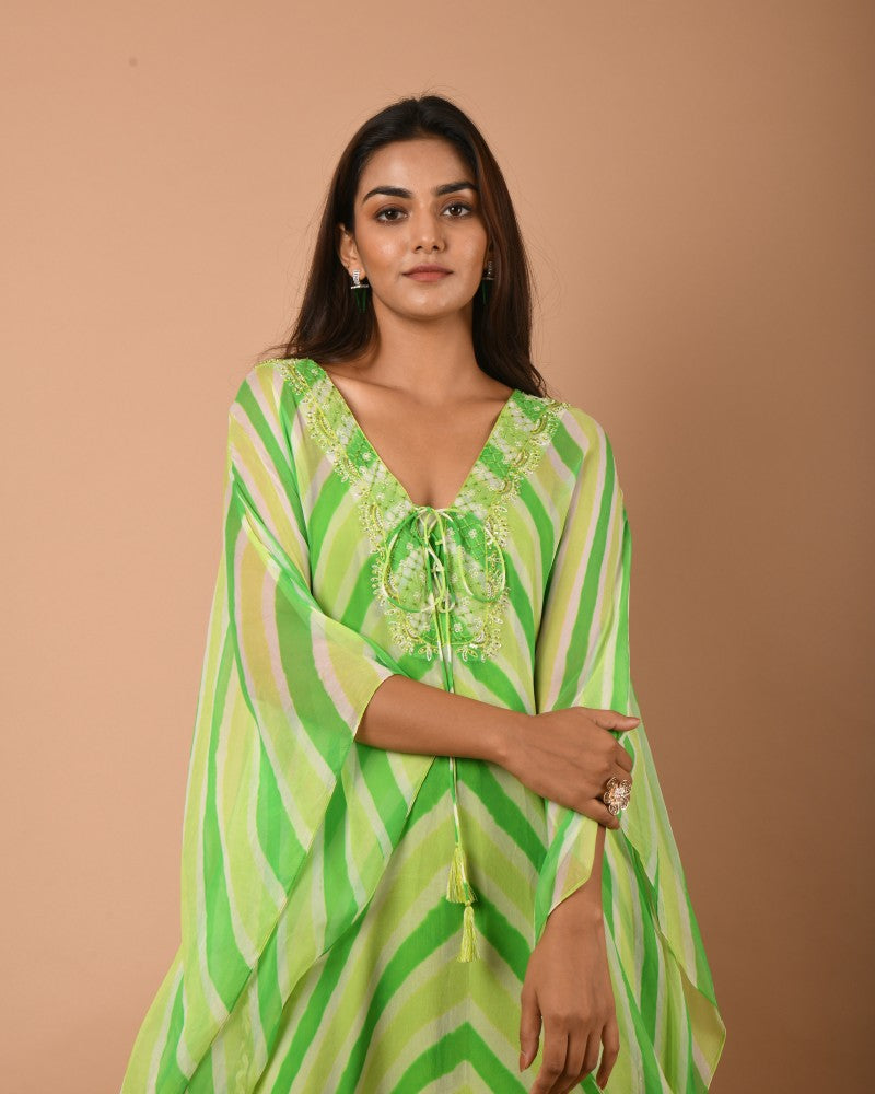 Lime green leheriya tunic