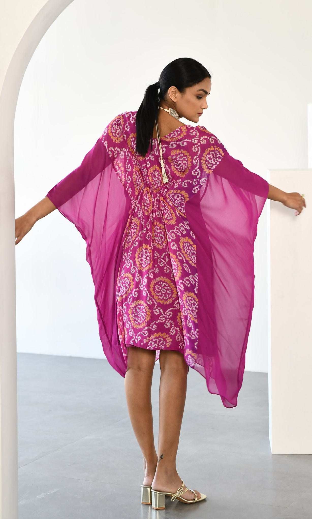 PURPLE BANDHEJ DRESS