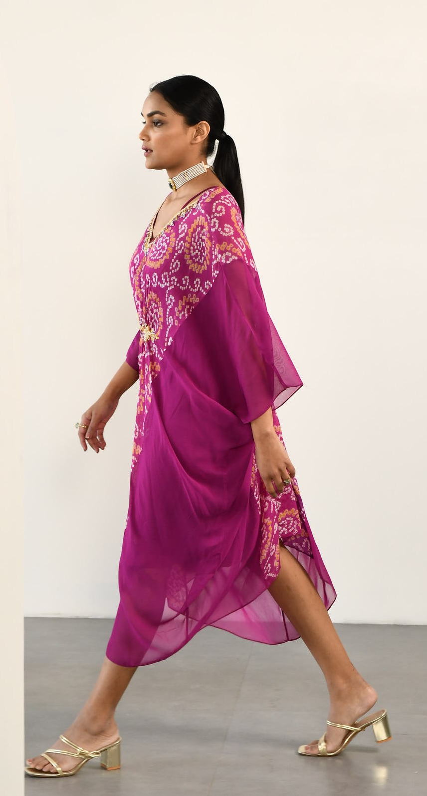 PURPLE BANDHEJ DRESS